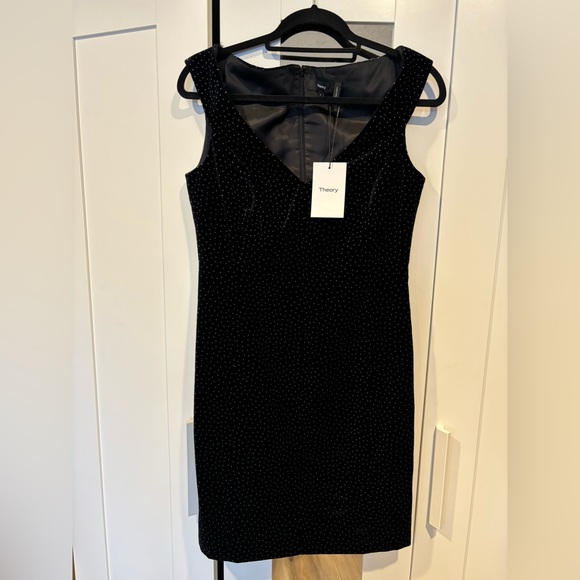 NWT - Theory Off The Shoulder Dress in Dotted Velvet - Picture 4 of 8